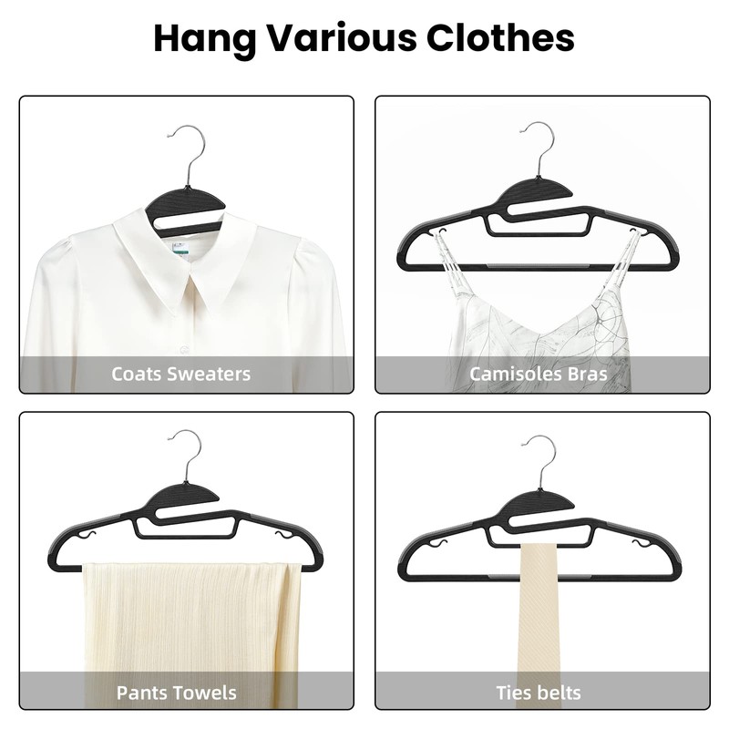 Heavy Duty Plastic Hangers 50 Pack with Non-Slip Design,0.2 Inches