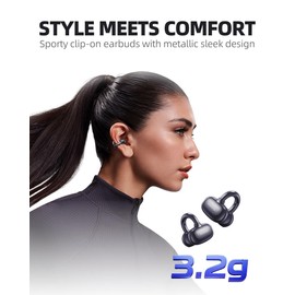 Wireless Earbuds 5.4 Bluetooth Headphones Ear Clips as Wireless Earbuds Playtime Bluetooth Open Ear Headphones with Touch (Black)