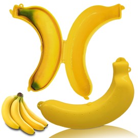 CHmiss 2 x banana storage box, banana box, storage box for bananas, banana protection box, storage boxes for bananas, banana protective cover, yellow banana holder, for work, school, travel