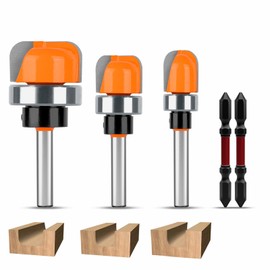 Kuzuru 3-Piece U-Groove Bit Dish Cutter Round Groove Round Nose Router Bit Cutter Carbide Router Trimmer Bit Set for Bottom Clearing..