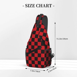 LOSTORCHI Checkered Crossbody Sling Bags for Women Men Checkerboard with Red and Black Squares Travel Sling Backpack Casual Chest Shoulder Bag Abstract Geometric Pattern Gym Sports Hiking Daypack