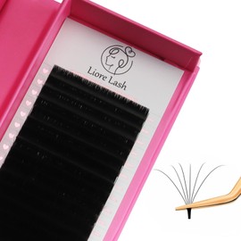 LIORE LASH Easy Fan Cashmere Volume Eyelash Extensions C D L M Curl, 3D Premade, 0.07-0.10, Super Matte Black Individual Lashes Extension Mix Tray 7-15mm (C Curl 0.10)