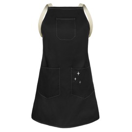 Midnight Apron, Professional Chef Apron, Black Cotton with Cross-Back Straps, 3 Pockets, Cooking and Grilling