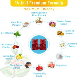 2 Pack Ashwagandha Gummies 3000 mg with Turmeric GABA Mood Energy and Immune Support, Mixed Berry Flavor 120 Cts