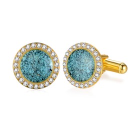 Sbzxbt Turquoise Cufflinks for Men 925 Sterling Silver Tuxedo Cuff Links Gold Cufflinks Shirts for Men Jewelry Gifts for Father Husband