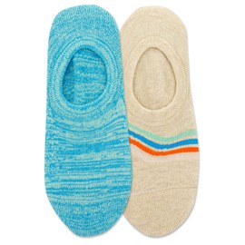 Hot Sox Women's Retro Stripe Liner Socks 2 Pair, Natural Melange, Women's 9-11 Shoe