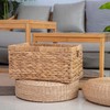Braided Natural Water Hyacinth Rectangular Storage Baskets with Internal Handle