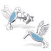 ICYROSE 925 Sterling Silver Small Blue Hummingbird Stud Earrings (Nickel