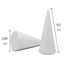 Crafare 8 Pack Foam Cones Polystyrene Cone 3.74x9.85in for Christmas Tree Project Wedding Table Centerpiece Arts Crafts Supplies and Floral Arrangement