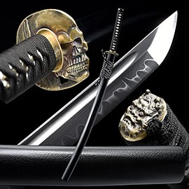 Handmade Katanaï¼Samurai Sword Battle Ready,1040/1060/1095 T10 High Carbon Steel Heat Tempered/Clay Tempered,Full Tang