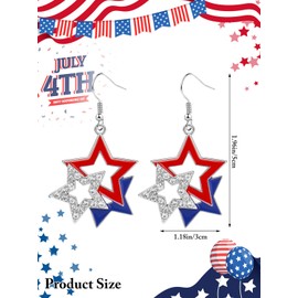 4th of July Earrings for Women, Patriotic Dangle Earrings American Flag Earrings Independence Day Accessories Gifts