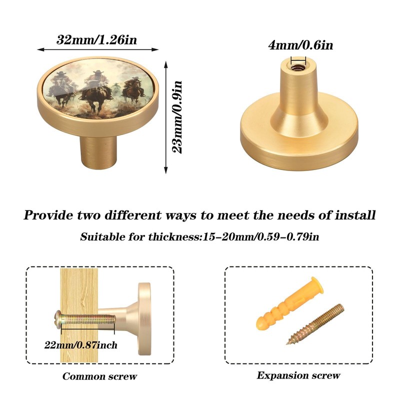 SDMKA Western Cowboys Round Drawer Knobs 1.26 Inch/32mm Drawer Pulls