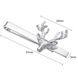 Asienice Christmas Deer Tie Clip Silver Cute Holiday Tie Clip for Men, deer, Non-Precious Metal, No Gemstone