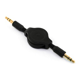 Com-four AUX Audio Cable 2 x 3.5 mm Stereo Jack Telescopic/Immersible with Gilded Contacts Black 80cm - 1 Stück