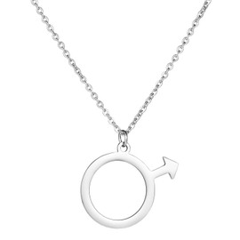 Masculine Symbol Necklace, Stainless Steel Male Mens Symbol Pendant Necklace for Men Silver Pendant Necklace for Men Accessories Jewelry