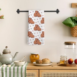 BitKAM Capybara Kitchen Towels, Capybara Gifts, Capybara Love Heart Decorative Kitchen Towels, Capybara Gifts for Capybara Lovers, Cute Capybara Kapibara Hand Dish Towels for Kitchen Bathroom