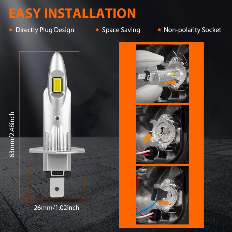 SHENKENUO LED Headlight Kit 9005 H1 Combo 6000K Bulb for
