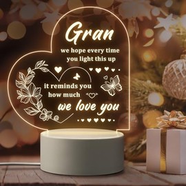 Giftasy Giftasy Gran Gifts, Gran Mothers Day Birthday Gifts - Acrylic Engraved Night Light Gifts for Gran from Grandchildren, Best Presents for Gran on Birthday Mothers Day Christmas
