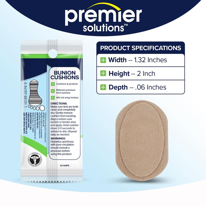 Premier Solutions Bunion Relief Pads: 36 Count, All-Day Comfort &