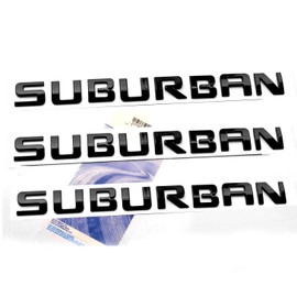 Yoaoo 3x OEM Black Suburban Nameplate Emblems Alloy Letter Badges for Gm Suburban Glossy Shiny