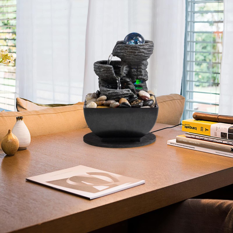 Tabletop Fountain Indoor Waterfall Meditation Fountain Like Layers of Rock