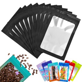 100 Stück Zip-Beutel Klein Mylar Bags Schwarz Holografische Beutel 10x15cm,Wiederverschließbare Mylar Beutel,Geruchsdichte Baggys Ziplock-Beutel Polybeutel für Schmuck,Lebensmittel,Kleine Unternehmen
