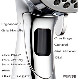 Shower Head/Handheld Combo, WASSERN High Pressure Intake Air 3way 148 Jets Water Saving Trickle Button Chrome 80'' Stainless Steel Hose