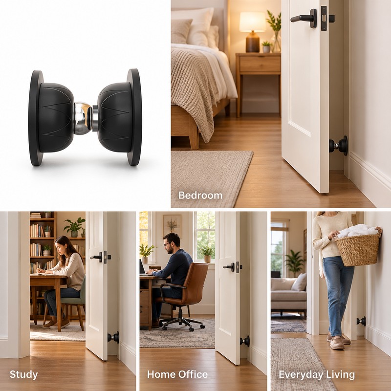 Magnetic Door Stopper for Bedroom and Home – Adhesive No-Drill