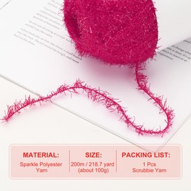 PATIKIL 218 Yards Scrubbie Yarn, Sparkle Yarn Polyester Scrubbie Sparkle Red Heart Glass for Dishcloths Crocheting Knitting DIY Crafts Blanket Rug Sweater Scarf Hats, Lake Green