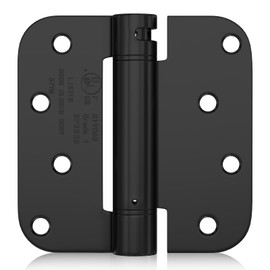 Haidms 3 Pack Self Closing Door Hinges 4 Inch Matte Black Adjustable Tension Spring Loaded Door Hinges with 5/8" Radius Corner for Exterior Interior Door