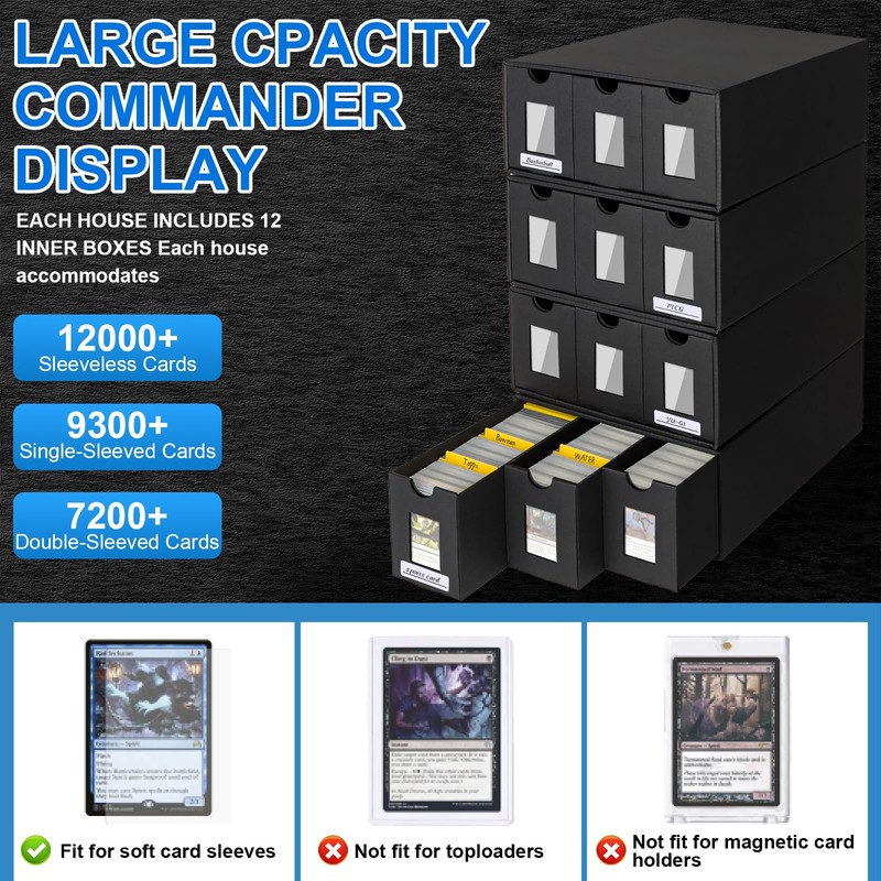 12000+ Trading Card Storage Box for Commander Display, Card Deck