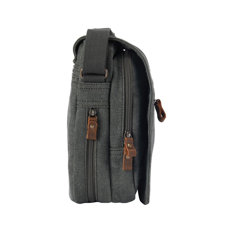 Troop London TRP0238 Classic Canvas Across Body Bag Green