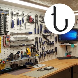 Toyosport 6 PCS J-Shaped Shed Hooks, Compatible with Suncast Craftsman Shed, Plastic Hooks with Screw Design, Shed Garden Garage Tool Hanging Storage Organization, Easy Installation