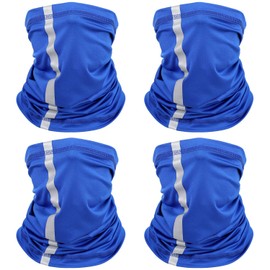 SATINIOR - Pañuelo reflectante para el cuello con visibilidad, neón, de seguridad, protección contra el viento, el polvo, los rayos UV, pañuelos, 4 piezas, Azul, approx. 18.5 x 9.4 inches/ 47 x 24 cm in length an