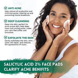 ANAI RUI 2% Salicylic Acid Acne Pads,Acne Treatment Pads, Face Cleansing Pads Witch Hazel Pads for Acne & Blemishes Clear, Facial Peel Resurfacing & Exfoliating Face Wash Wipes, 80 Count