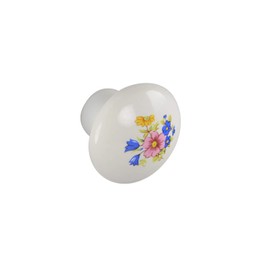 1 1/2" Round White Floral Cabinet Knob Model #: B401-35.3-wt