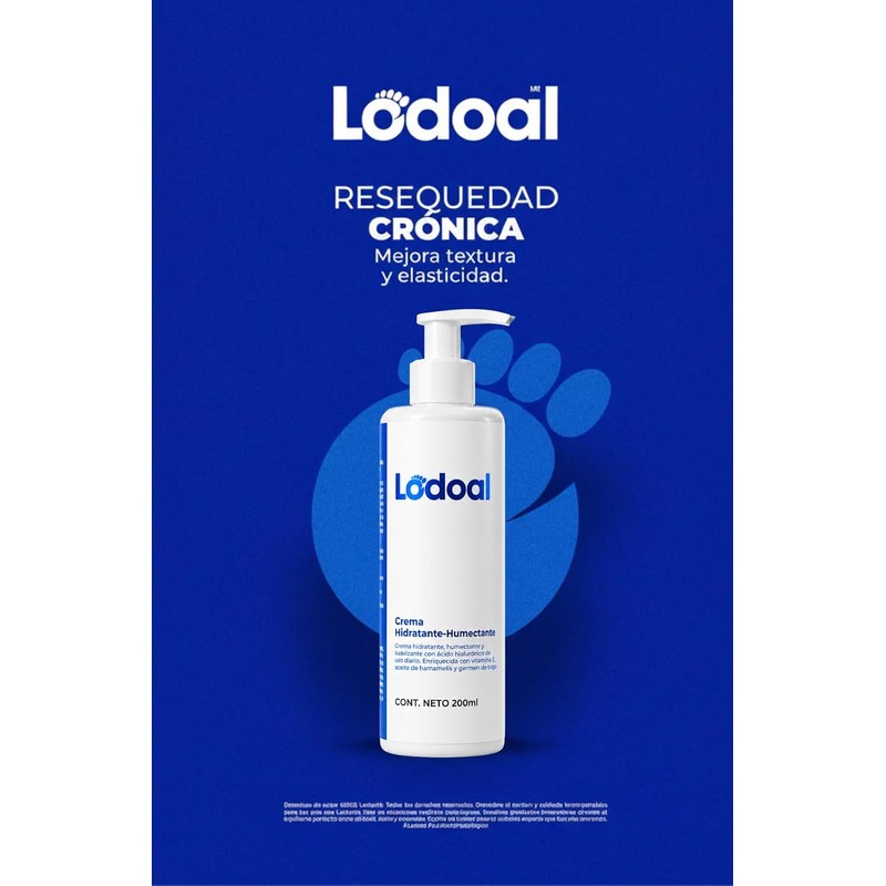 Crema para Pies Hidratante Humectante, y Piernas, Lodoal, con Ácido