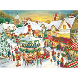 Ravensburger Christmas Collection No.1 Christmas Market & Santa Claus' Christmas Supper 2x 500 Piece Jigsaw Puzzle for Adults and Kids Age 10 Years Up