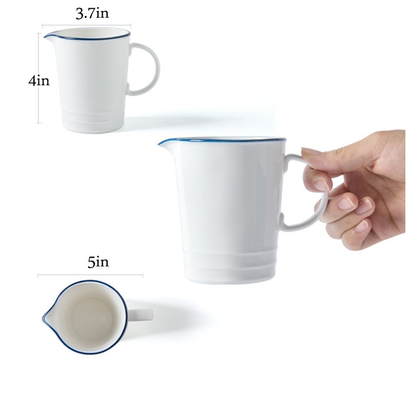 CHOOLD Blue and White Navy Style Ceramic Creamer with Handle,