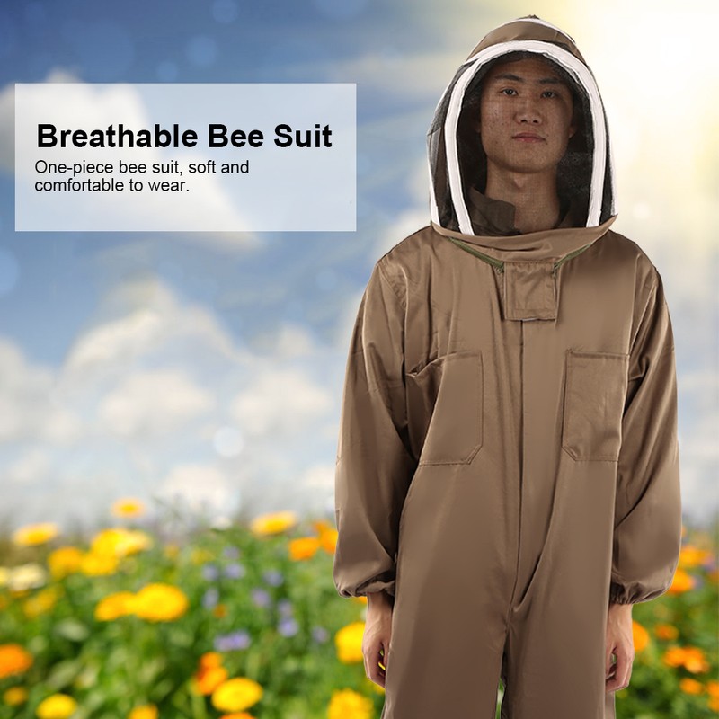 Beekeeping Protective Suit Breathable Bee Suits Smock with Zipper for