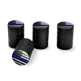 GRAPHICS & MORE Thin Blue Line American Flag Tire Rim Wheel Aluminum Valve Stem Caps