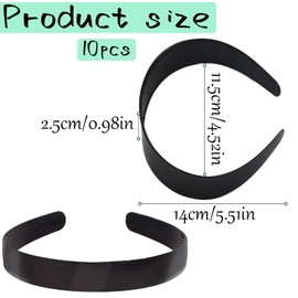 Guyode Pack of 10 Black Headband Women's Wide Headband, Plastic 23 mm Headband with Teeth DIY Plain Fashionable Thin for Outdoor Sports Yoga Fitness Daily Make Up