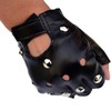 WHITE FANG Leather Gloves Fingerless Motorcycle Cycling Studded Rock Drive