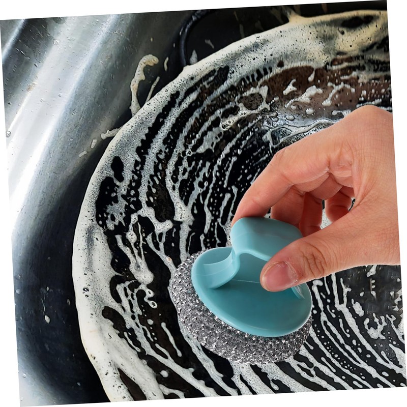 FOMIYES 6pcs Detachable Handle Stainless Steel Pot Scrubber Heavy Duty
