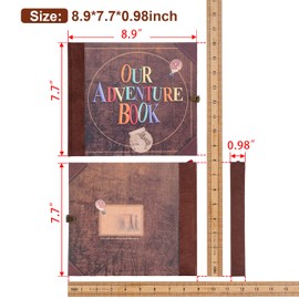 Our Adventure Book Scrapbook Photo Album, 146 Pages 8.9 * 7.7 Inch Retro Style Embossed Letter Cover Travel Journal Scrap Book Kit For Couples,Memory Book For Anniversary Wedding,Valentine's Day Gifts