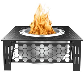 Larrik Fire Pit Surround Tabletop for Solo Stove Bonfire Yukon Ranger 2.0, Accessories for Solo Stove Mesa, Large Surround Table for Stove with Diameter Less Than 27", Square Metal Black