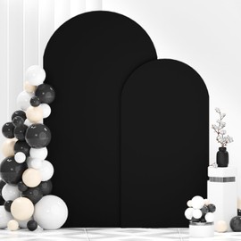 FANPROMS Wedding Arch Backdrop Cover 7.2FT 6FT Black Arch Covers Stretchy Backdrop Spandex Arch Stand Cover Set of 2 Chiara Backdrop Stand Covers for Birthday Party Baby Shower Banquet Decoration