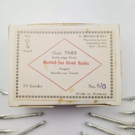 Mustad Needle Eye Hook 7682-6/0-10 Sea Hawk Norway Stock 2X Strong Big Game Hook
