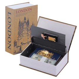 Tissting Book Safe with Combination Lock, 18 x 12 x 5.5 cm Real Pages Book Safe Hidden Lockable Code Lock Book Safe for Money Cash Jewellery (London #3)