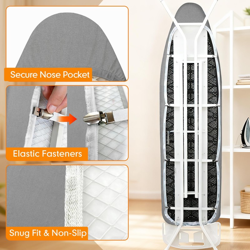 Ironing Board Cover and Pad, 18x49 Extra Wide Thick Iron